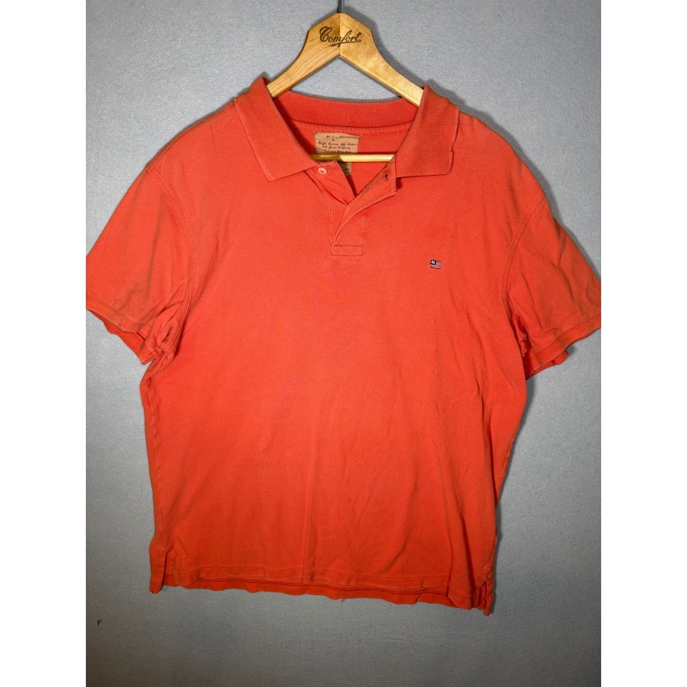 Vintage Ralph Lauren Polo Jeans Co Mens XL Orange Flag Polo Shirt Script Tag 90s
